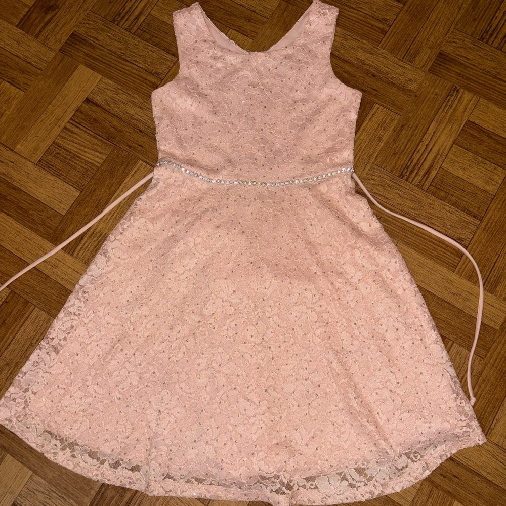 Pink V-neck A-line Sleeveless Dress for Weddings